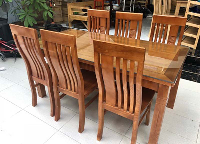 Bộ bàn ăn gỗ sồi nga 8 ghế chữ thọ bàn vuông | Shopee Việt Nam
