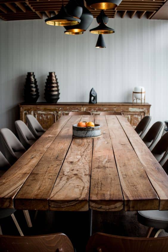 Bộ bàn ghế ăn lớn gỗ nguyên tấm
