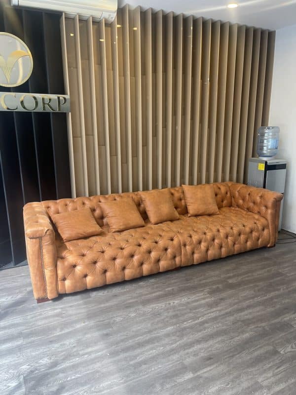 thanh lý 1 ghế sofa văng da xịn dài 2m8 liền khối mới 99%