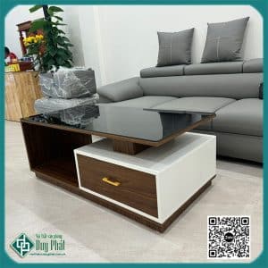 bàn trà sofa gỗ công nghiệp phủ melamin mặt kính (BSFDP-29)