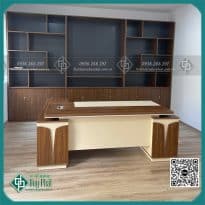 Bàn giám đốc 2 Tủ phụ kích thước 1m6x1M8 mặt rộng 80cm (BGĐ-DP-18)