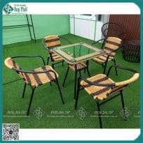 Bộ Bàn Ghế Cafe Mây Nhựa 1 Bàn 4 Ghế (MN-DP24)