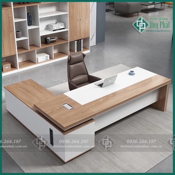 Bàn giám đốc tủ phụ L kích thước 1m2x1m8 mặt rộng 70cm