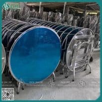 Bộ bàn ăn tròn inox 6 ghế giá rẻ đường kính 1m2 cao 75cm mới 99%